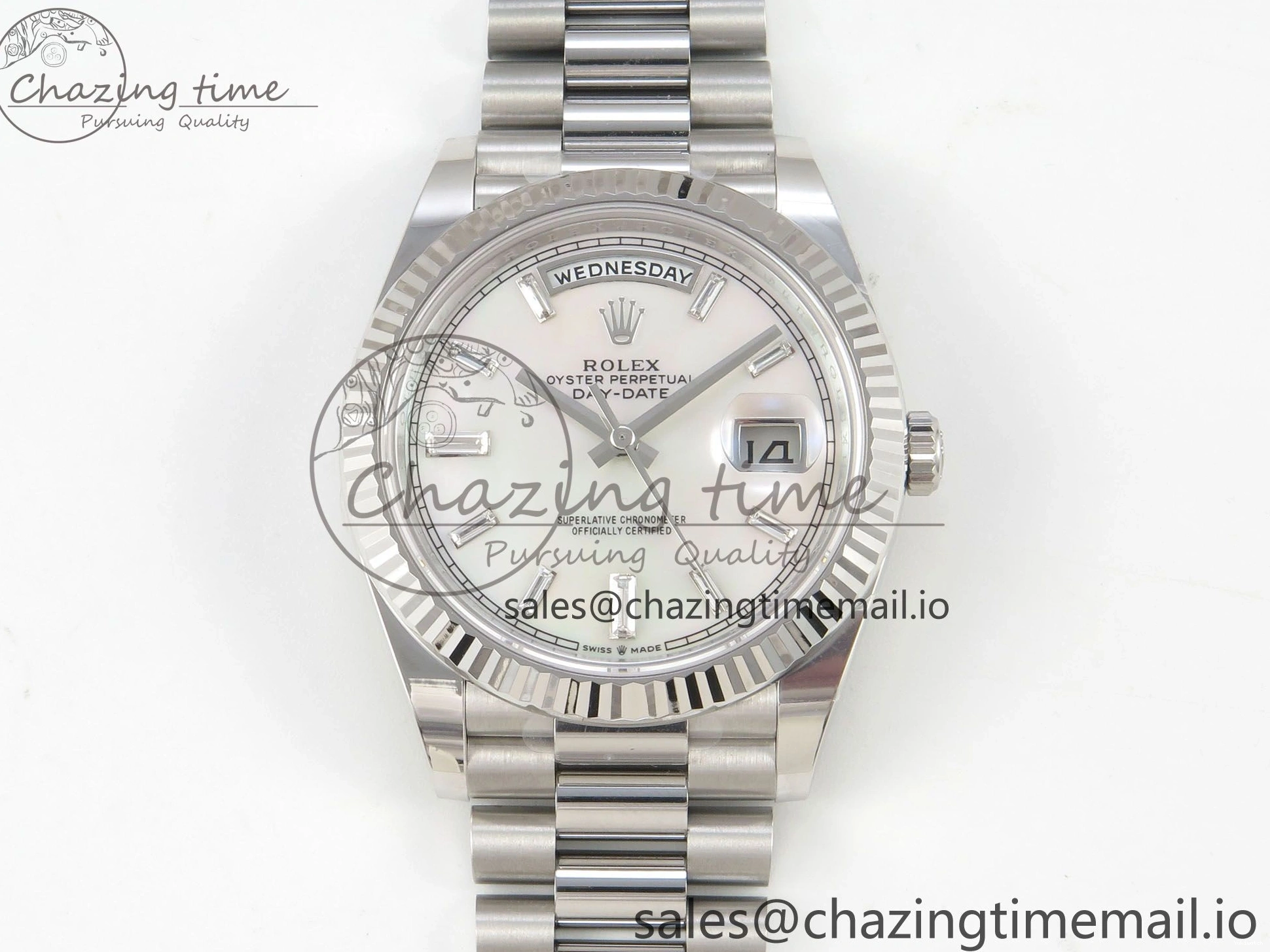 THBF President V3 Weight) Date (Gain SS Best 40 Edition MOP Day Bracelet Crystal Dial White on 1:1 VR3255 228236 0303